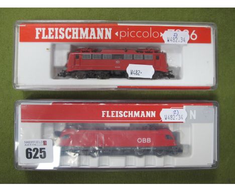 Two Fleischmann 'N' Gauge Outline Continental Electric Locomotives, comprising of # 7336, DB, R/No. 110 216-9, # 731130, OBB,
