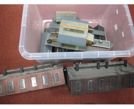Six 'OO' Gauge/4mm Very Good Trackside Buildings, engine sheds (3), signal box's (2) etc, resin and card examples.