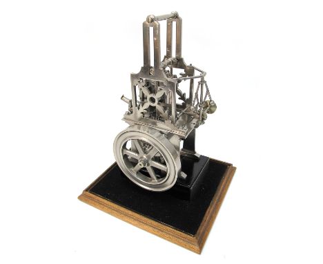 An Extremely Well Built Steam Model of a Vertical  Steam Engine, vendor described as possible apprentice piece, single flywhe