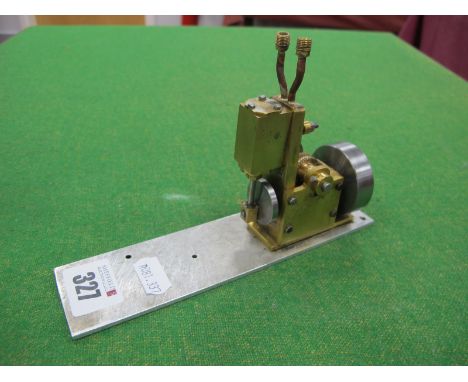 A Small Engineered Stationary Live Steam Vertical Engine, 2cm stroke, 4cm fly wheel, double acting oscillator action with wor