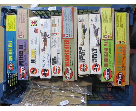 Ten Boxes Airfix 1:72nd Scale Plastic Model aircraft Kits, to include #02003-5 Bristol Beaufighter T.F.X, #02038-1 Gloster Me