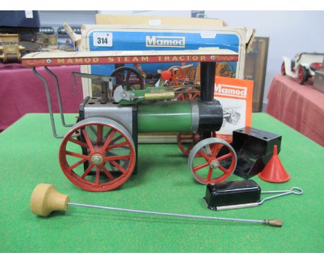 A Mamod TEIA Live Steam Traction Engine, including burner, scuttle, steering rod, filler funnel, literature, boxed, (box tatt