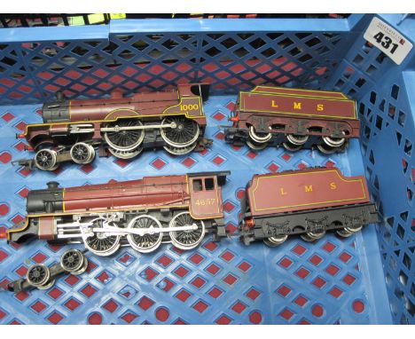 Two Hornby 'OO' Gauge/4mm Unboxed L.M.S Maroon Steam Locomotives and Six Wheel Tenders, 4-4-0 Class 4P R/No 1000 and 4-6-0 Cl
