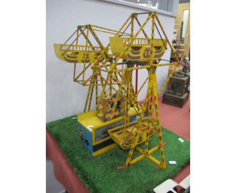 A Well Constructed Wooden Model of a Fairground 'Over Boat' Ride (Similar to a Swing boat), two sections each with two boats,