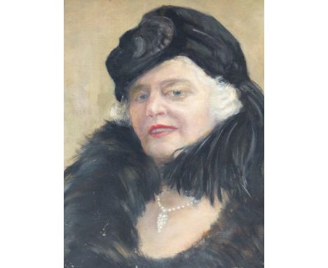 PAULINE BOUMPHREY (1886 -****)  PORTRAIT OF A SOCIETY LADY,  SIGNED OIL ON CANVAS.  51 x 41cms.