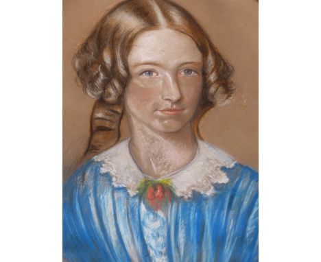 19th.C.ENGLISH SCHOOL.    OVAL PORTRAIT OF A YOUNG LADY, PASTEL.   59 x 48cms,  TOGETHER WITH TWO OTHER PORTRAITS.   (3).