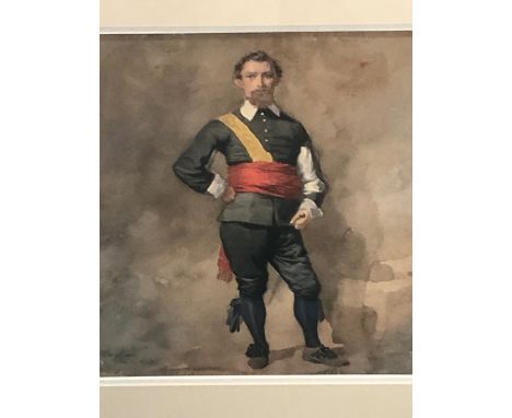 19th.C. ENGLISH SCHOOL.&nbsp; PORTRAIT OF A GENTLEMAN DRESSED AS A CAVALIER.&nbsp; INSCRIBED LANGHAM AND DATED 1863.&nbsp; 34
