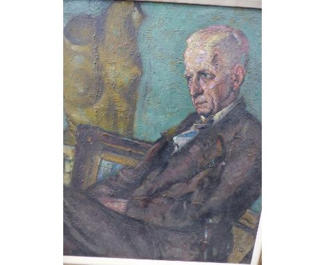 ALFRED WOLMARK.   (1877-1961)  ARR.    PORTRAIT OF TERRICK WILLIAMS,  SIGNED AND DATED 1932, OIL ON BOARD, ARTISTS LABEL VERS