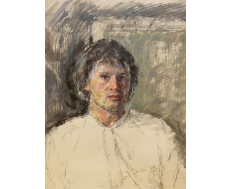 20th.C.ENGLISH SCHOOL.  PORTRAIT OF A YOUNG MAN, INDISTINCTLY SIGNED GOUACHE  44.5 x 44cms.  TOGETHER WITH A STUDY OF A SEATE