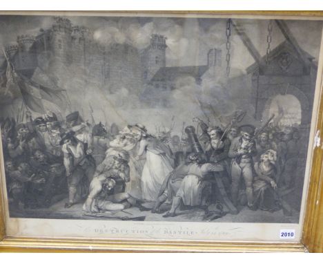 AFTER H.SINGLETON.  AN ANTIQUE FOLIO PRINT ENTITLED THE DESTRUCTION OF THE BASTILLE JULY 14 1789.  48.5 x 62cms.