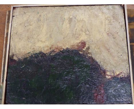 JEREMY LE GRICE (1936-2012) (ARR)- CLIFF EDGE, MARCH '59 SIGNED AND INSCRIBED VERSO OIL ON PANEL TOGETHER WITH AN INTERESTING