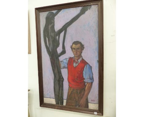 HERBERT HOLT.   (1891-1978)   ARR.    PORTRAIT OF JOHN SKEAPING R.A.  SIGNED OIL ON CANVAS, EXHIBITION LABEL AND INSCRIPTIONS