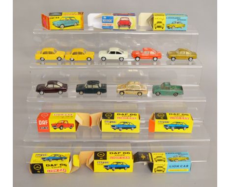 9 boxed Lion Cars diecast models including both modern and vintage examples of the  Daf  44, 66 and pick up variants includin