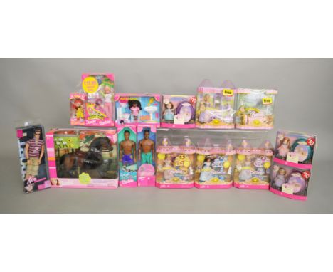 14 Barbie dolls by Mattel, which includes; Potty Training Kelly, Splash and Color Steven etc, boxes are G/VG (14).