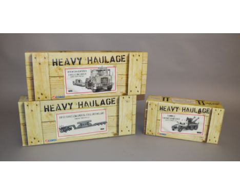 3 boxed Heavy Haulage diecast by Corgi, which includes; CC12306 Scammell Contractor Wrecker, CC11909 ERF EC series low loader
