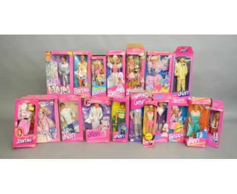 18 Barbie dolls by Mattel, which includes; Great Shape Ken, Dr Ken, My First Ken, Safari Barbie etc, boxes are G/VG (18).