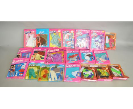21 Barbie outfit sets by Mattel, which includes; Broadway Star, Designer Collection, Wedding Of The Year etc boxes are all G/