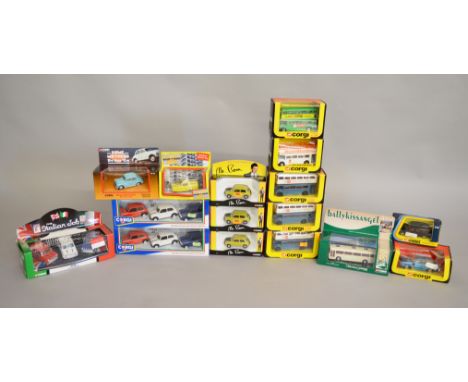 16 boxed Corgi diecast models, several of which are Film/TV related, including 3 Corgi 'Italian Job' diecast sets each contai
