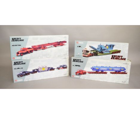 4 boxed diecast by Corgi all part of the Heavy Haulage series 1:50 scale, which includes; CC12002 MAN King Trailer &amp; Crus