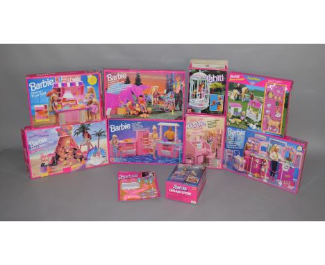 9 Barbie doll play sets from Mattel, which includes; Domino's Pizza Party, Dream Store, Inline Skating etc, also included in 