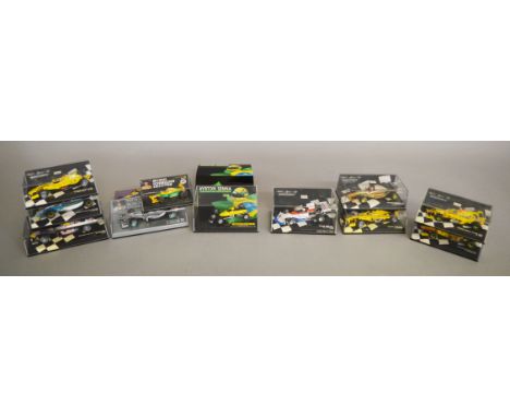 10 boxed Minichamps F1 Racing Car diecast models in 1:43 scale, with various teams and drivers being represented in this lot 