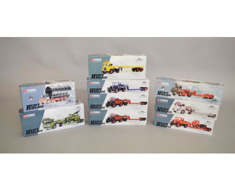 9 boxed diecast by Corgi all part of the Heavy Haulage series 1:50 scale, which includes; 31003 Chris Miller, 13902 Knowles T