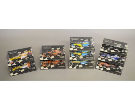 10 boxed Minichamps F1 Racing Car diecast models in 1:43 scale, with various teams and drivers being represented in this lot 