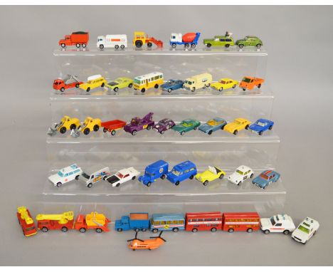 41 unboxed vintage Husky and Corgi Juniors miniature diecast model vehicles including Reliant TW9, E type Jaguar 2+2, VW Beet