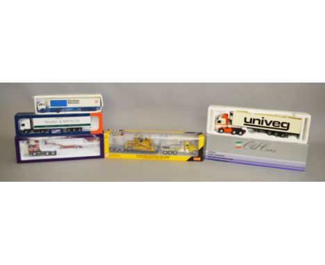 4 boxed diecast model trucks in 1:50 scale including M &amp; S Tekno ERF, Christine Salveseen, NZG Mercedes, Norscot Peterbil