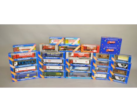 28 boxed Corgi diecast model 1:64 scale truck/trailer models, in various different liveries, from the 'Superhaulers' range, i