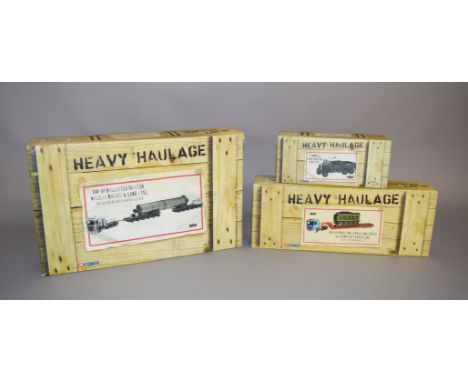 3 boxed Heavy Haulage diecast by Corgi, which includes; CC13209 DAF XF Ballasted Tractor, Nicolas Bogies &amp; load - TSL, CC