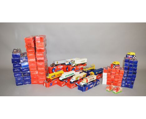 42 boxed Corgi Juniors diecast truck models in 1:64 scale including models with Seddon Atkinson, Volvo and Scammell tractor u