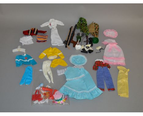 A collection of vintage Summertime Girls dolls outfits and also Mark Strong outfits, this also includes some accessories.