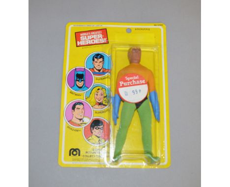 (CHANGE TO DESCRIPTION)  Vintage Rare Mego Aquaman 8 inch figure. The blister covering the figure may have been attached to a