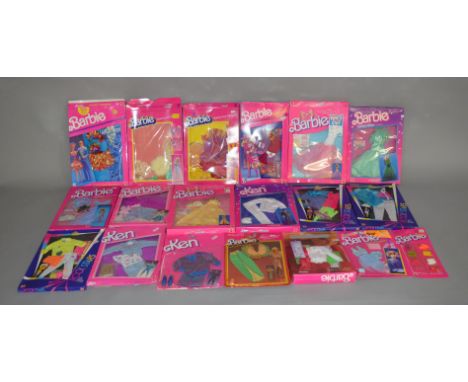 36 vintage 1980's Barbie, Ken and 'Rock Stars' outfit and accessories sets by Mattel which include; Seaside Fun, Finishing To