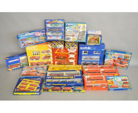 Corgi Playsets, superhaulers and other models from the Corgi range, sets include; Emergency vehicles, Royal Mail, RAC, Norfol