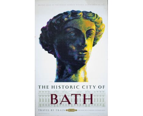 Poster BR(W) THE HISTORIC CITY OF BATH by R. Lander. Double Royal 25in x 40in. In good condition with folds and has been moun