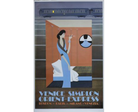 Poster VSOE VENICE SIMPLON ORIENT EXPRESS by Fix Masseau 1981, first edition printed in 1981. Double Royal 25in x 40in. In ex