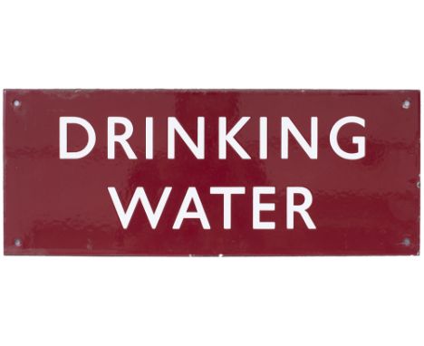 BR(M) enamel doorplate DRINKING WATER. Measures 15in x 6in. In excellent condition with minor edge chipping an unusual doorpl