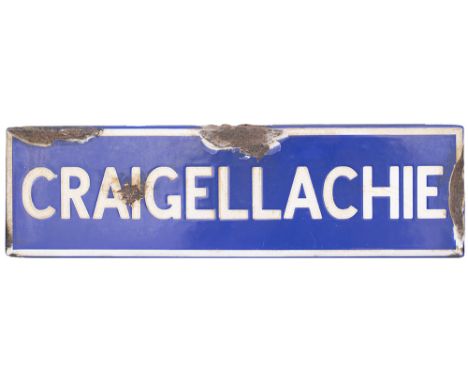 London &amp; North Eastern Railway enamel lamp tablet sign CRAIGELLACHIE from the former Great North Of Scotland Railway stat