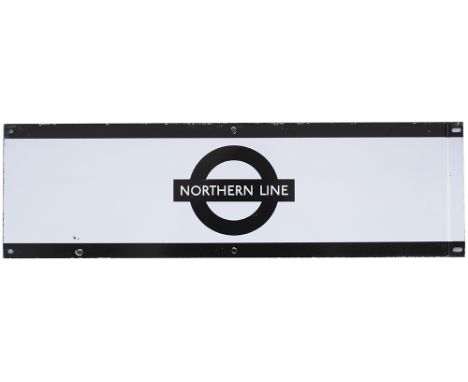 London Underground enamel station frieze sign NORTHERN LINE. In very good condition measures 29in x 9in.