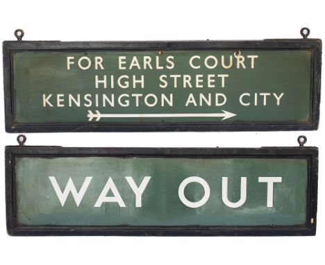 Southern Railway/ BR Southern double sided enamel railway sign FOR EARLS COURT HIGH STREET KENSINGTON AND CITY with right fac