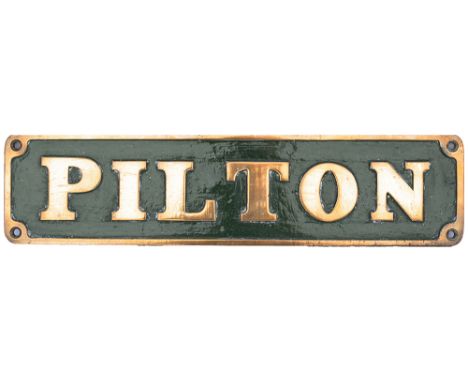 Nameplate PILTON ex 0-6-0ST built by Avonside Engine Co. as their number 1832 of 1919. It was sent new to Pilton Quarries in 