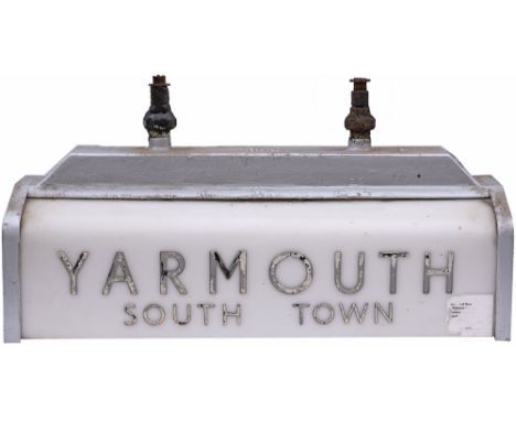 LNER station lamp YARMOUTH SOUTH TOWN. Cast aluminium with perspex sides. In very good condition, has light fittings but will