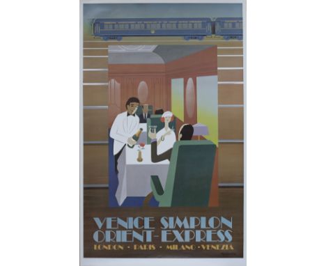 Poster VSOE VENICE SIMPLON ORIENT EXPRESS by Fix Masseau 1979, first edition printed in 1981. Double Royal 25in x 40in. In ex