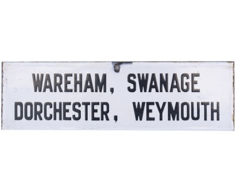 London &amp; South Western Railway enamel platform indicator sign WAREHAM SWANAGE DORCHESTER WEYMOUTH. In very good condition