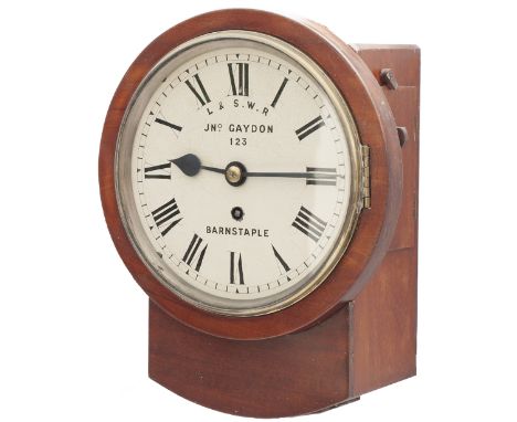 London and South Western Railway 8 inch Mahogany cased drop dial fusee clock with a cast brass bezel supplied to the LSWR cir