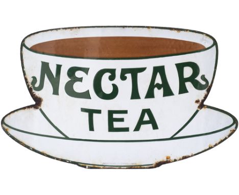 Advertising enamel sign NECTAR TEA with makers name Patent Enamel Co Ltd Bham &amp; London. In very good condition with minor