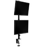 Vertical Double Monitor Stand for 13-32" Screens, Twin Monitor Mount with Clamp, Height