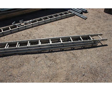 A triple extending aluminium ladder 